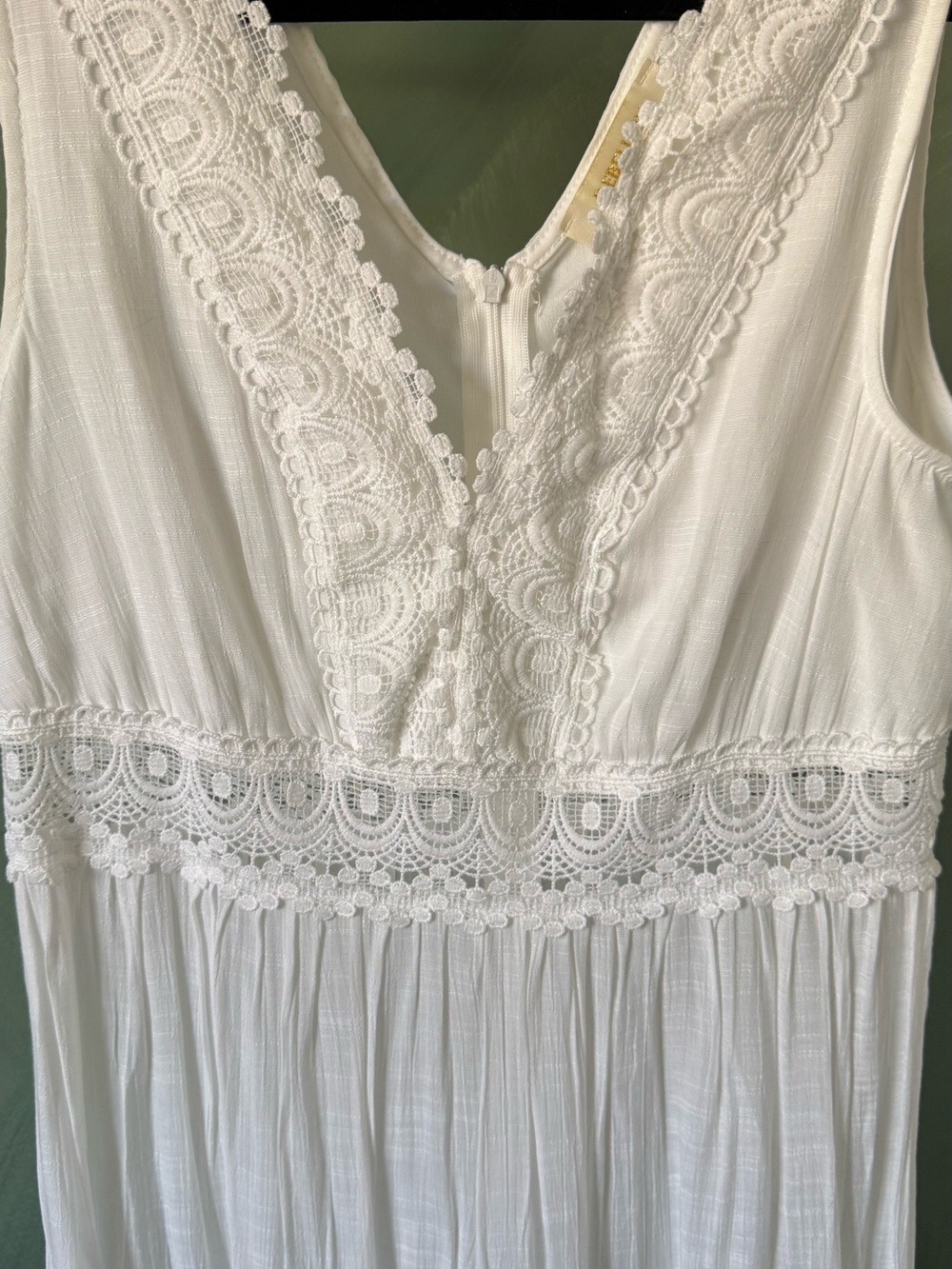 Rebellion White Lace-Trim V-Neck Maxi Dress - Picture 2 of 5